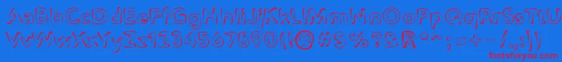 Distro2Squidgey Font – Red Fonts on Blue Background