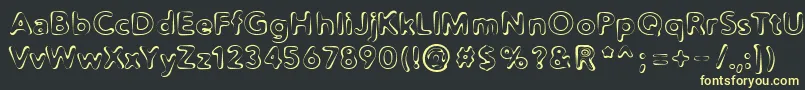 Fonte Distro2Squidgey – fontes amarelas em um fundo preto
