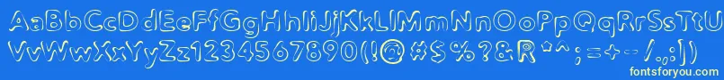 Distro2Squidgey Font – Yellow Fonts on Blue Background