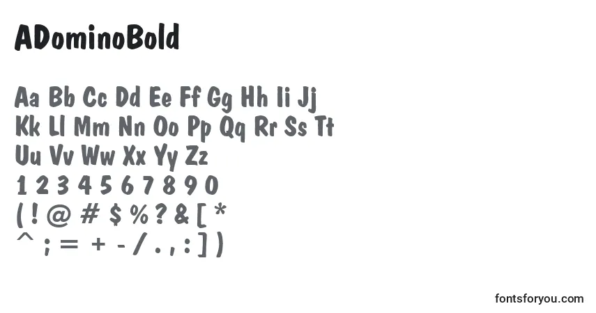 Шрифт ADominoBold – алфавит, цифры, специальные символы