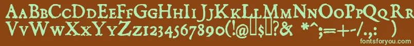 Domisc Font – Green Fonts on Brown Background