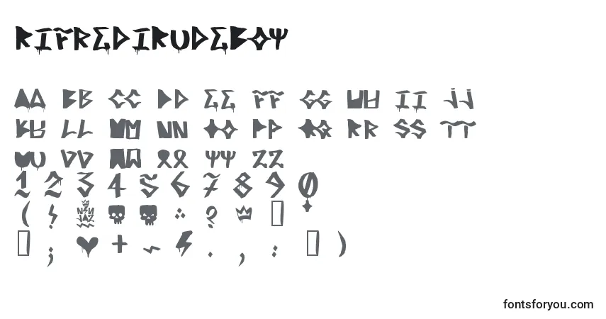 Schriftart RifrediRudeBoy – Alphabet, Zahlen, spezielle Symbole