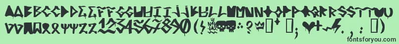Fonte RifrediRudeBoy – fontes pretas em um fundo verde