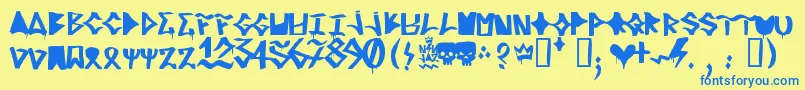 RifrediRudeBoy Font – Blue Fonts on Yellow Background