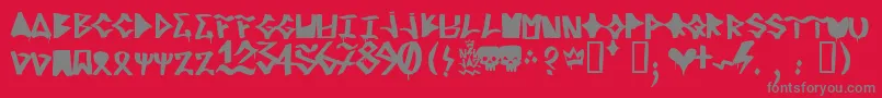 Fonte RifrediRudeBoy – fontes cinzas em um fundo vermelho
