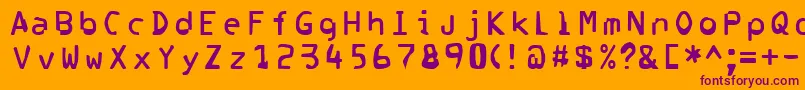 Corrupter-Schriftart – Violette Schriften auf orangefarbenem Hintergrund
