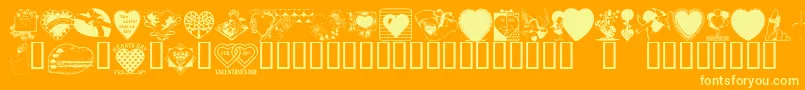 LmValentines1-Schriftart – Gelbe Schriften auf orangefarbenem Hintergrund