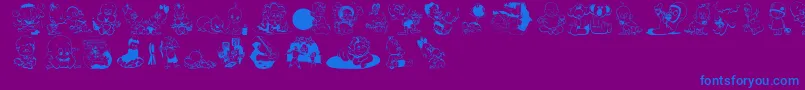 Fonte Childrenbats – fontes azuis em um fundo violeta