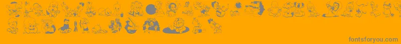 Childrenbats-fontti – harmaat kirjasimet oranssilla taustalla