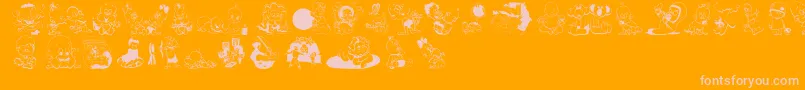 Childrenbats-Schriftart – Rosa Schriften auf orangefarbenem Hintergrund