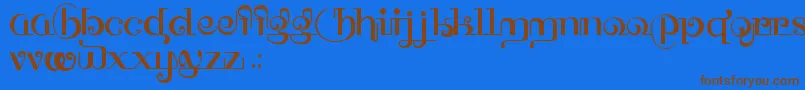 HffThaiDye-Schriftart – Braune Schriften auf blauem Hintergrund
