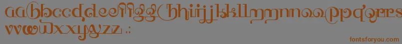 フォントHffThaiDye – 茶色の文字が灰色の背景にあります。