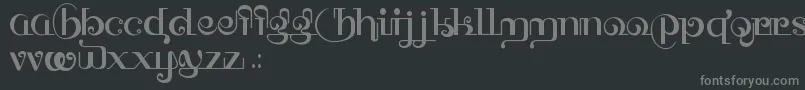 HffThaiDye-fontti – harmaat kirjasimet mustalla taustalla