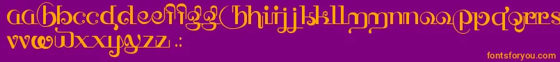 HffThaiDye-Schriftart – Orangefarbene Schriften auf violettem Hintergrund
