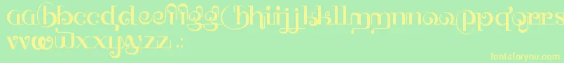 フォントHffThaiDye – 黄色の文字が緑の背景にあります