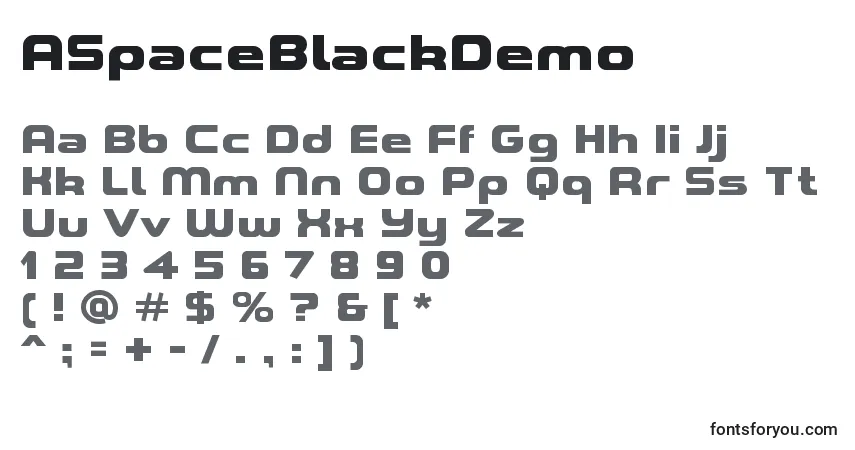 Czcionka ASpaceBlackDemo – alfabet, cyfry, specjalne znaki
