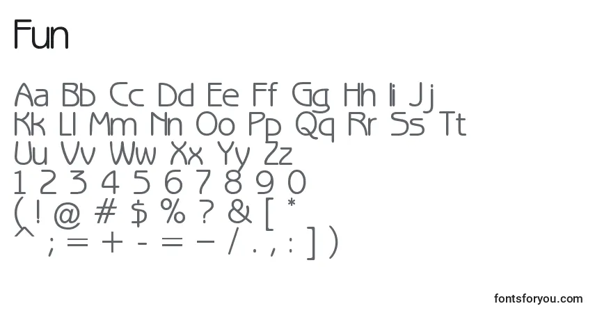 Czcionka Fun – alfabet, cyfry, specjalne znaki