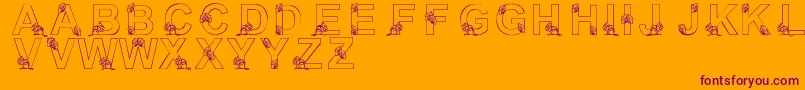 Czcionka LmsNutsAboutSquirrels – fioletowe czcionki na pomarańczowym tle