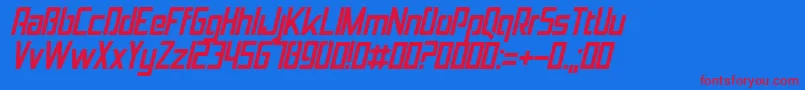 JolanaItalic-fontti – punaiset fontit sinisellä taustalla
