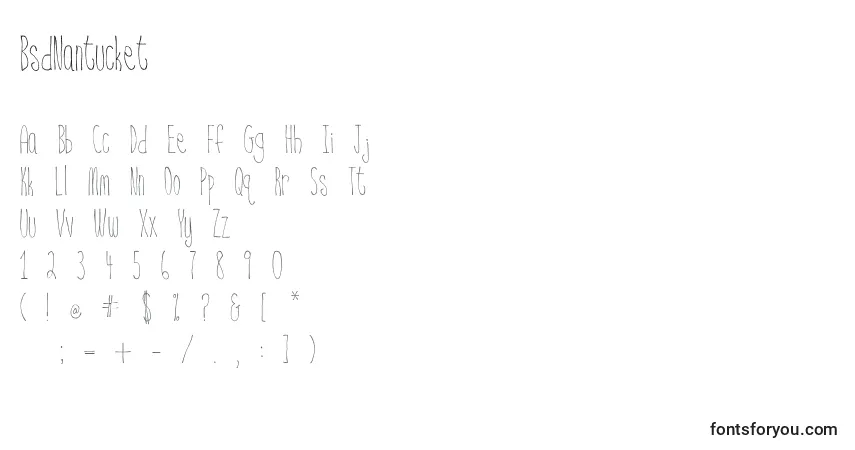 Czcionka BsdNantucket – alfabet, cyfry, specjalne znaki