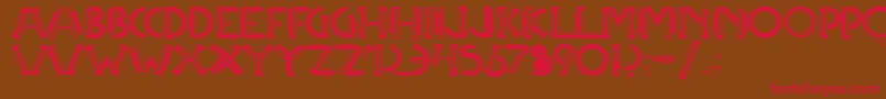 Multicapstwo-Schriftart – Rote Schriften auf braunem Hintergrund