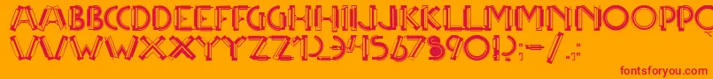 Multicapstwo-Schriftart – Rote Schriften auf orangefarbenem Hintergrund