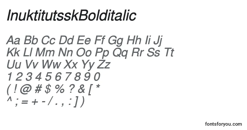 A fonte InuktitutsskBolditalic – alfabeto, números, caracteres especiais