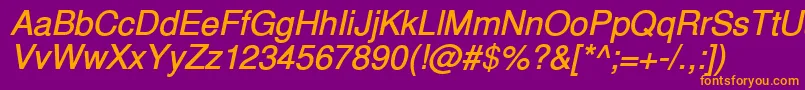 InuktitutsskBolditalic Font – Orange Fonts on Purple Background