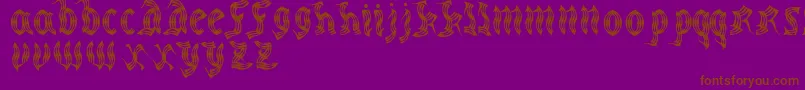 MedievalpartyRegular-Schriftart – Braune Schriften auf violettem Hintergrund