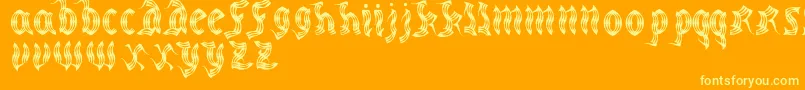 MedievalpartyRegular-Schriftart – Gelbe Schriften auf orangefarbenem Hintergrund