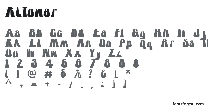 A fonte RtTower – alfabeto, números, caracteres especiais