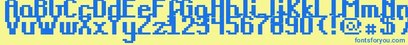 Fonte Teacpb – fontes azuis em um fundo amarelo