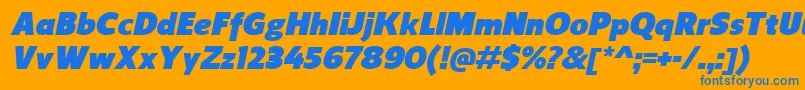 フォントReganUltraitalic – オレンジの背景に青い文字