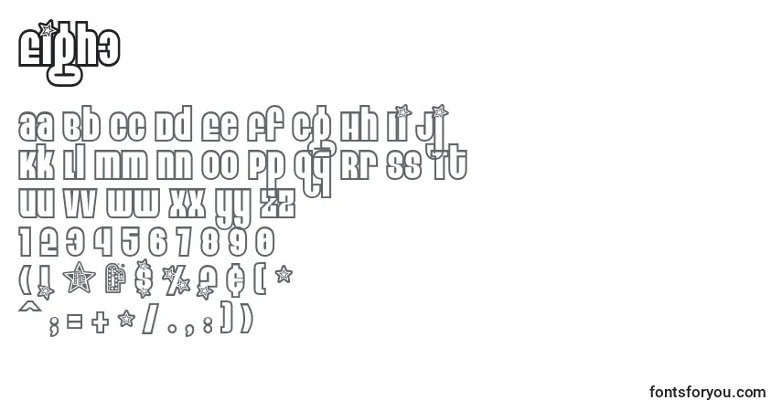 Eigh3-fontti – aakkoset, numerot, erikoismerkit