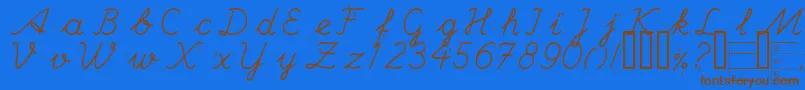 HandEscort Font – Brown Fonts on Blue Background