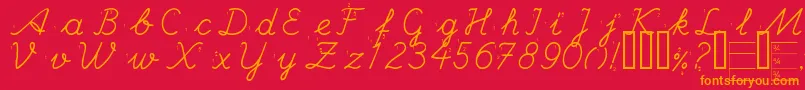 HandEscort-Schriftart – Orangefarbene Schriften auf rotem Hintergrund