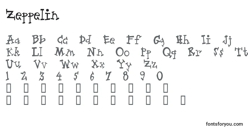 Fuente Zeppelin - alfabeto, números, caracteres especiales