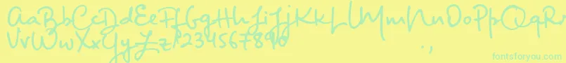 Fonte BigRiverScriptSample – fontes verdes em um fundo amarelo