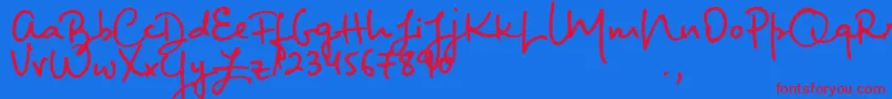 BigRiverScriptSample-Schriftart – Rote Schriften auf blauem Hintergrund