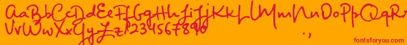 Czcionka BigRiverScriptSample – czerwone czcionki na pomarańczowym tle