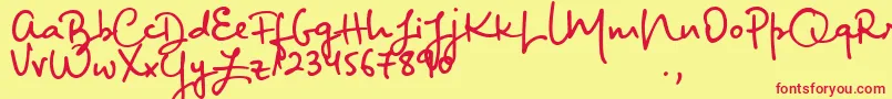 BigRiverScriptSample-Schriftart – Rote Schriften auf gelbem Hintergrund