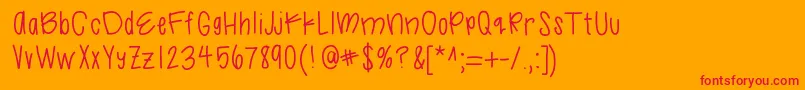 Fonte Likelegit – fontes vermelhas em um fundo laranja
