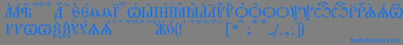 PochaevskCapsKucs-Schriftart – Blaue Schriften auf grauem Hintergrund