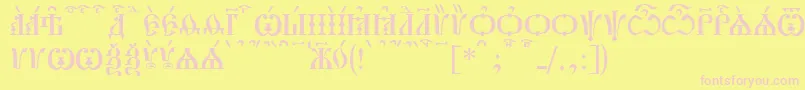 PochaevskCapsKucs Font – Pink Fonts on Yellow Background