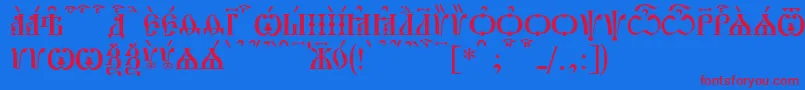 PochaevskCapsKucs Font – Red Fonts on Blue Background