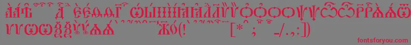 PochaevskCapsKucs Font – Red Fonts on Gray Background