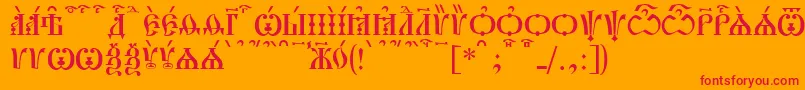PochaevskCapsKucs Font – Red Fonts on Orange Background