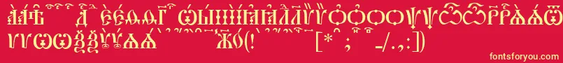 PochaevskCapsKucs Font – Yellow Fonts on Red Background