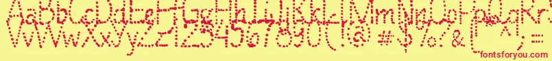 ManyALittleMakesAMickleMixVersion Font – Red Fonts on Yellow Background