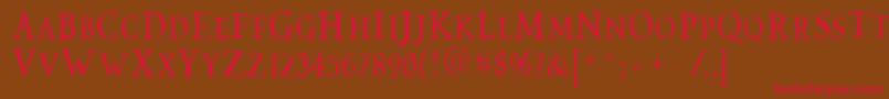 Vtcswitchbladeromancetall Font – Red Fonts on Brown Background